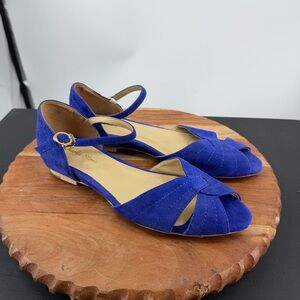 Charlie Stone sandals blue suede sz 39 8.5 ankle strap